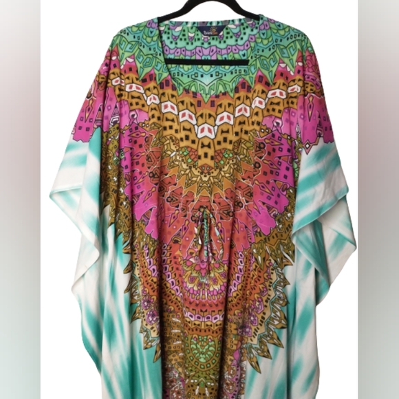 Riviera Sun Multi Color Tunic Coverup Dress Size Medium - Picture 3 of 8